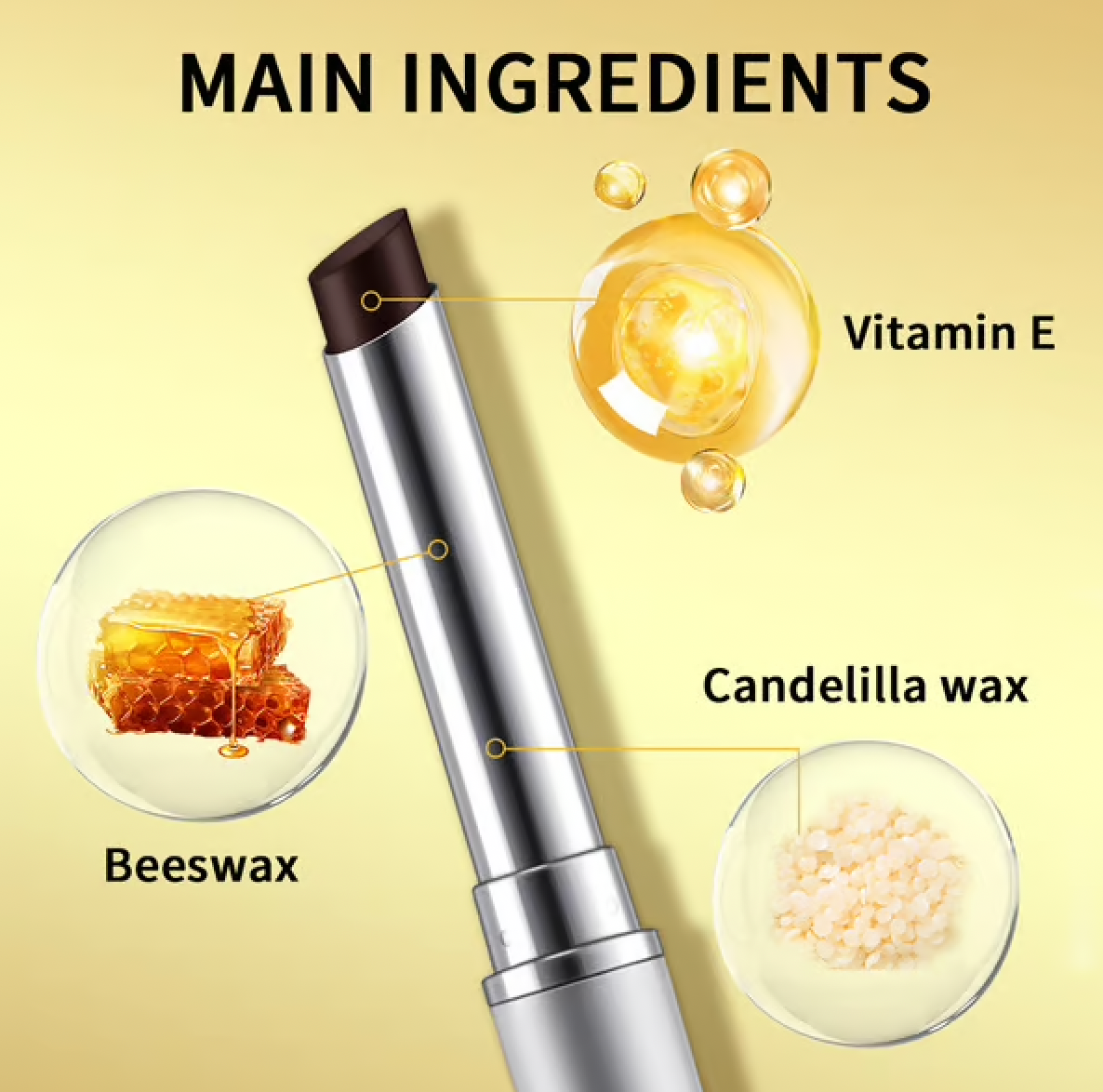 Dark Honey Lipstick infused with Vitamin E and natural moisturizers for lip care and color.