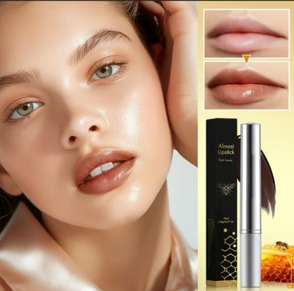 Dark Honey Lipstick in luxurious tube, perfect for all skin tones with a hydrating sheer finish.