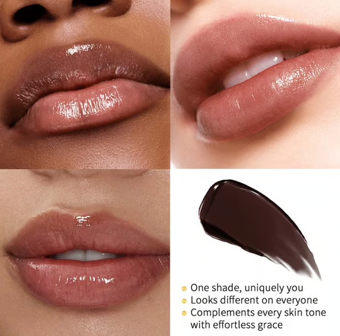 Silky smooth texture of Dark Honey Lipstick, delivering an effortless sheer color finish.