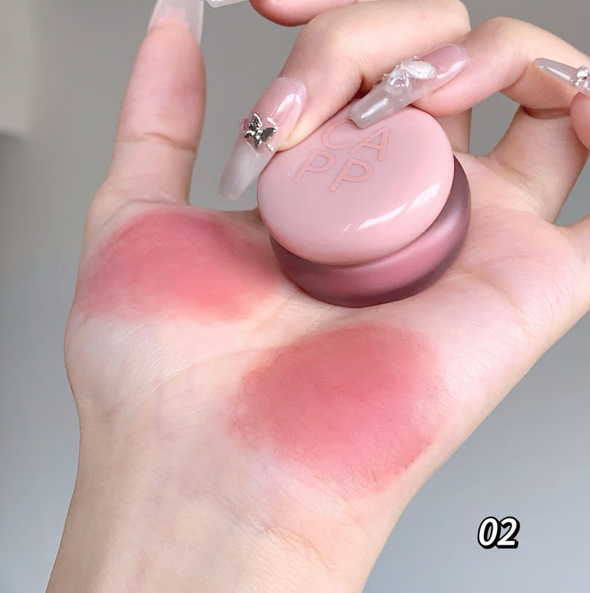 Lightweight long-lasting lip and cheek tint by Lakerain on model