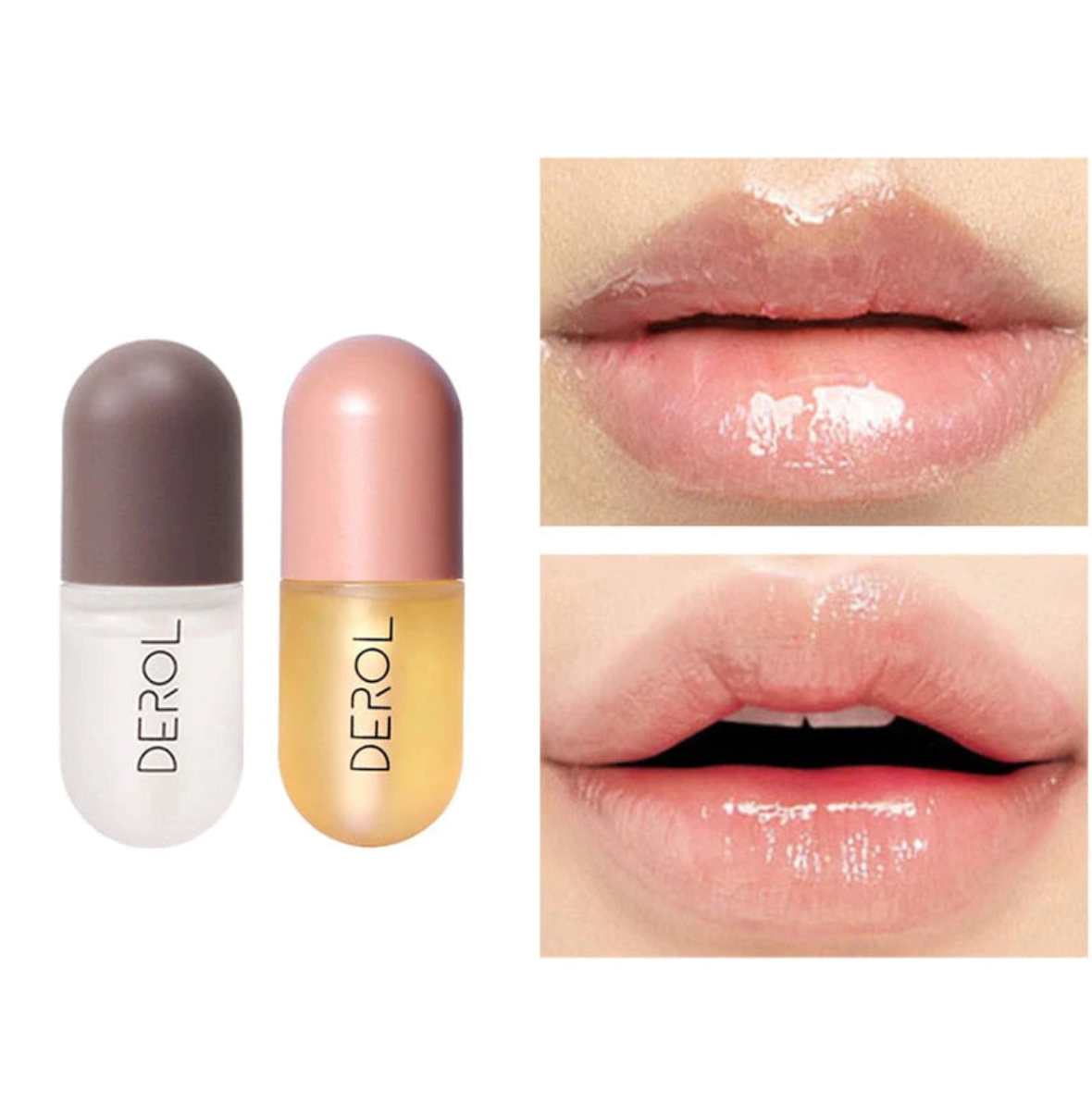 Full lips with a youthful, glossy appearance after serum use