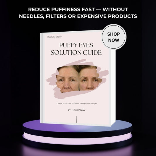 Natural under-eye depuffing massage technique explained in the downloadable ebook.